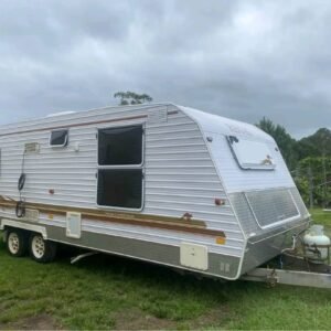Angled front-left exterior view of Regent 22ft caravan