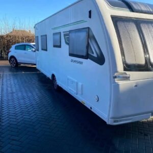 Front exterior view of 2019 Lunar Quasar 560 caravan
