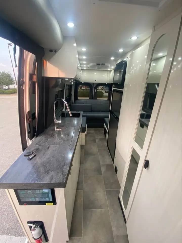 Sprinter camper dining area setup