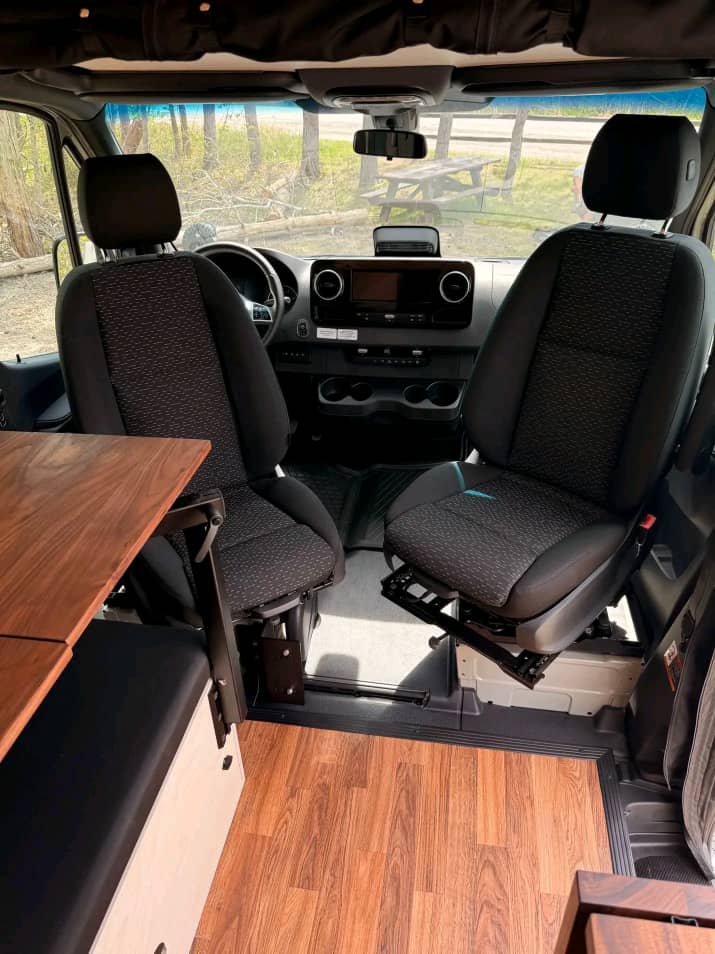 Motorized lift bed inside Mercedes Sprinter 170 AWD camper