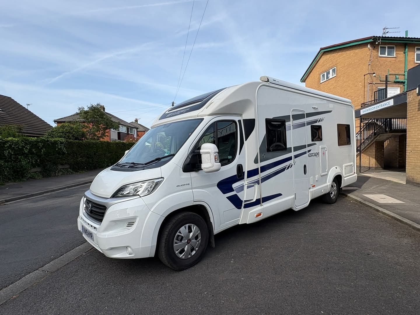 Fiat Ducato Motorhome Front exterior view of the 2019 Swift Escape 674 Fiat Ducato motorhome