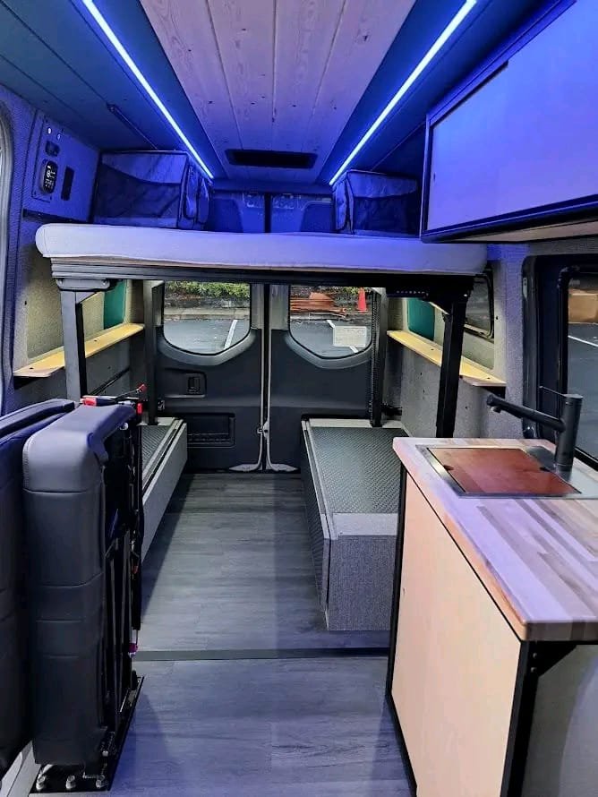 Interior LED lighting details inside Mercedes-Benz Sprinter