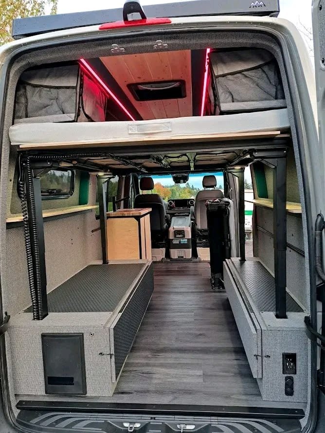 Open cargo space with kitchen removed in Mercedes-Benz Sprinter