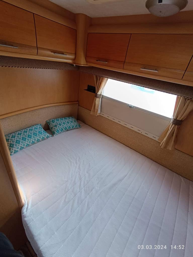 Fixed rear double bed in Elddis Crusader Aurora