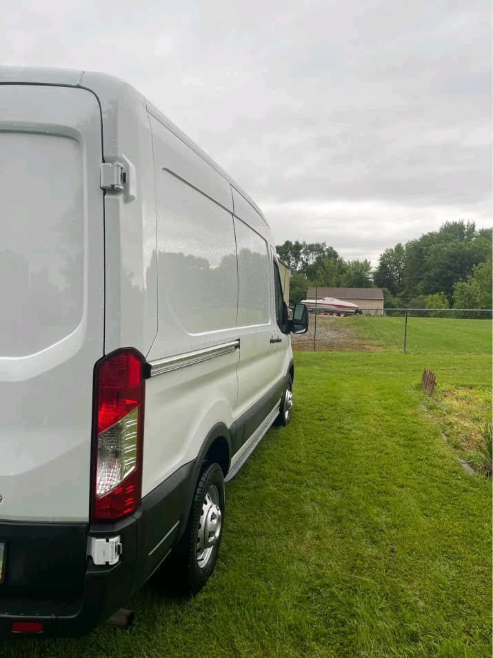 Rear passenger-side angle of Ram ProMaster campervan