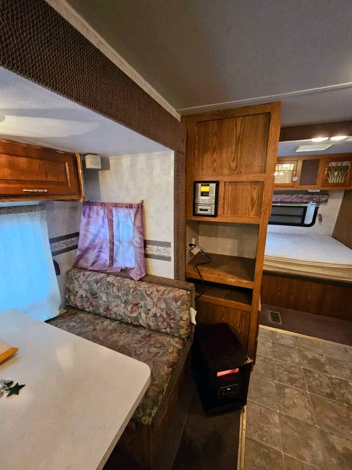 Seating arrangement layout in the Wildwood 32ft RV.