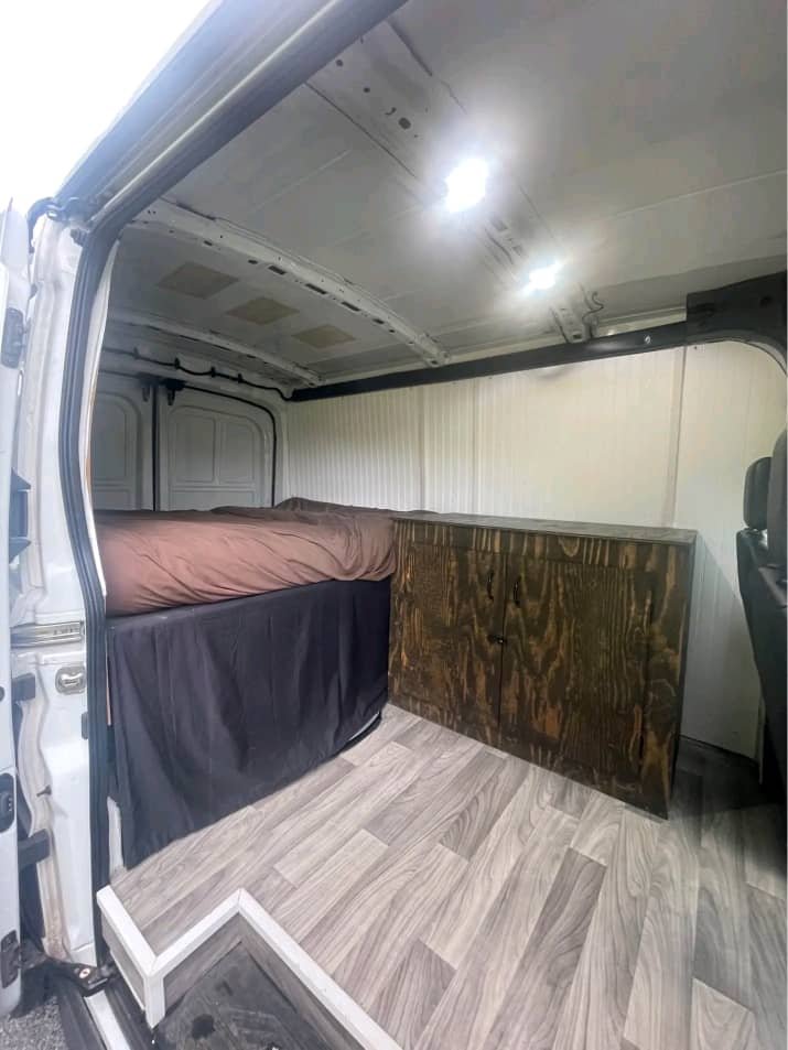 Bright and spacious interior of Ram ProMaster campervan