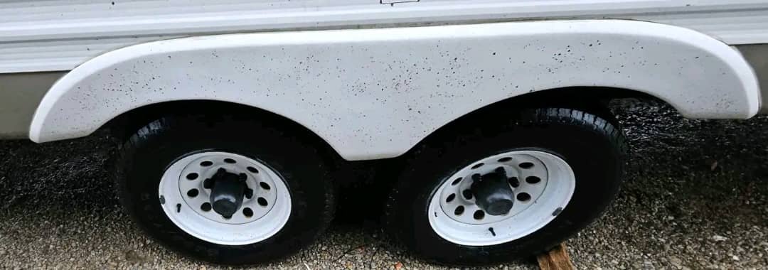 Trailer tires and wheel condition on the Forest River Wildwood.