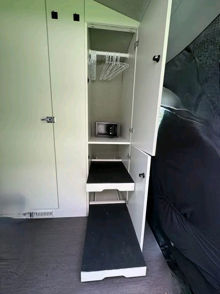 Wardrobe storage in Ford Transit campervan