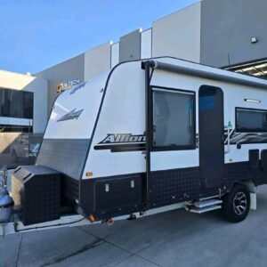 Front exterior hitch and tow of 2022 AURA Allion caravan rv with washing machine​