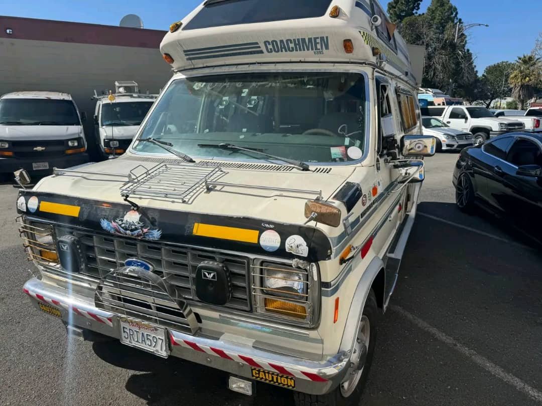Front view of 1990 Ford Econoline camper van