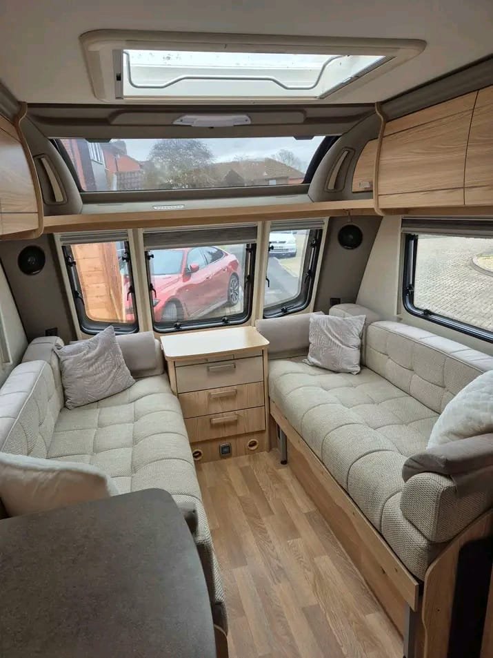 Wide interior view of Coachman Pastiche 525/4 caravan