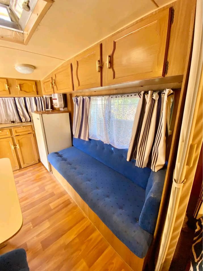 Practical touring layout inside Viscount Seabreeze caravan