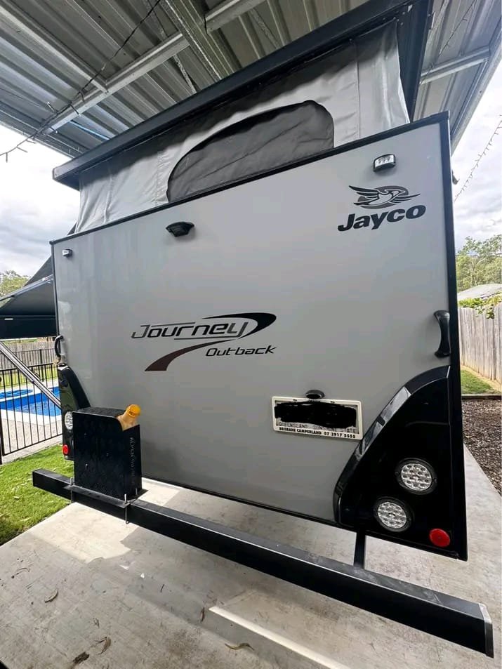 Rear exterior view of 2022 Jayco Journey Outback caravan