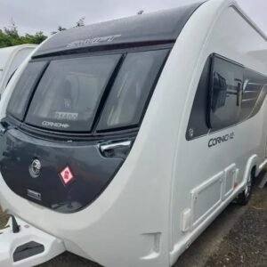 Right angled front exterior view of Swift Corniche 16/2 of the rv electric water heater rv