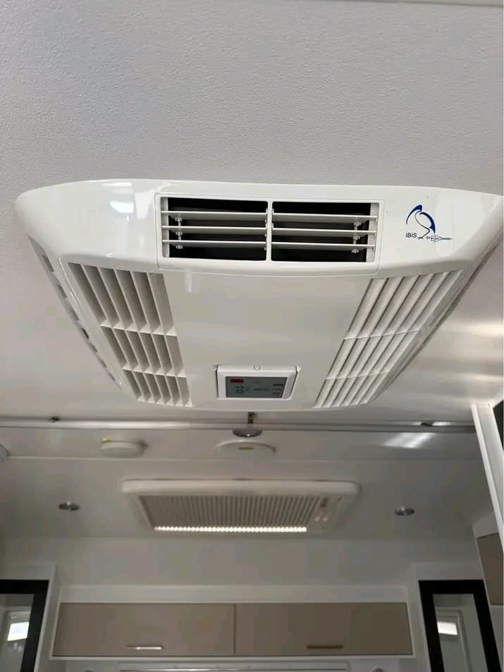Roof-mounted air conditioner on New Age caravan