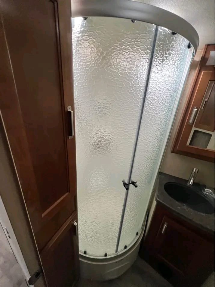 Shower room inside Lance 2375 travel trailer