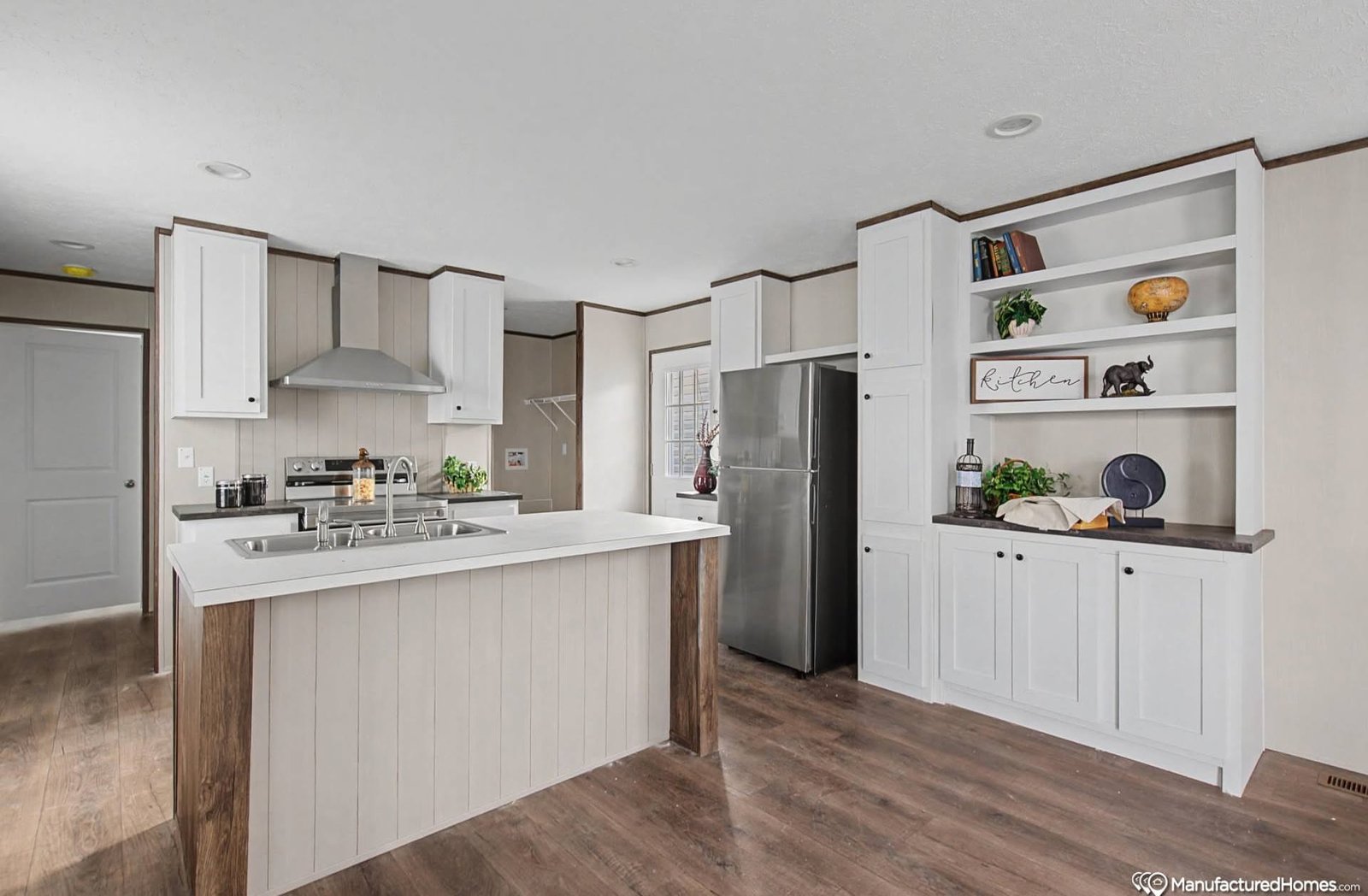 countertop prep area in single wide manufactured home kitchen