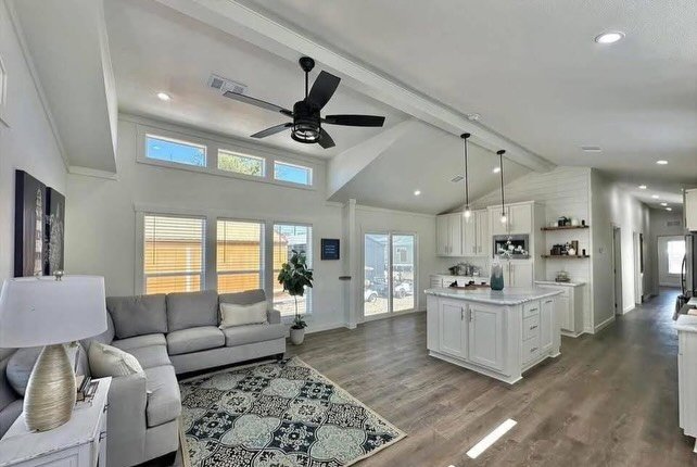 Kitchen island overview in Platinum mobile home