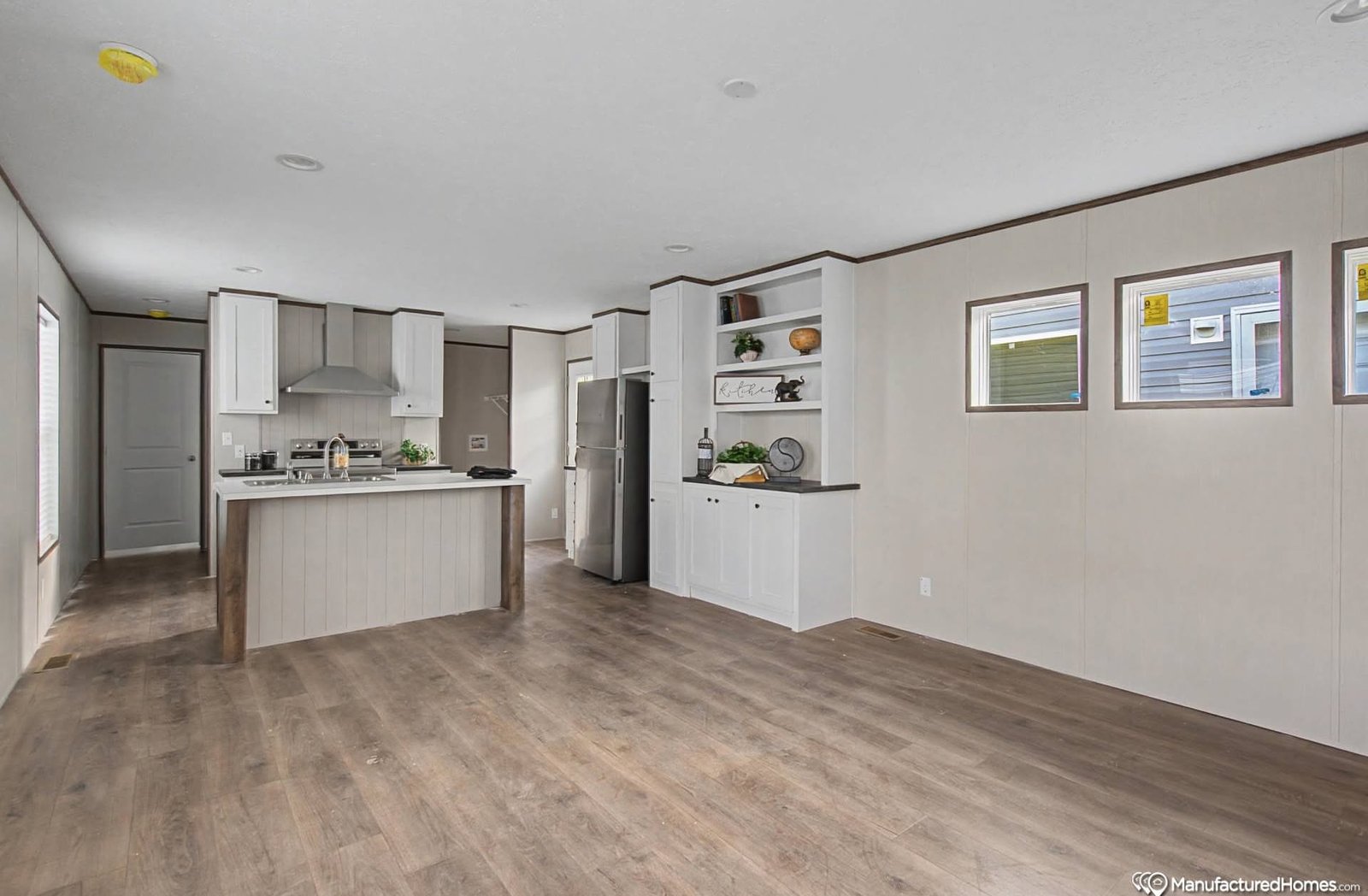 open concept living area inside manufactured home