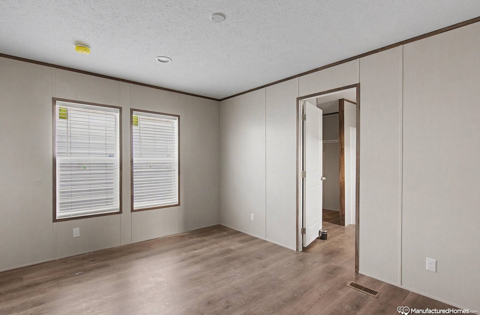 primary bedroom overview in single wide home