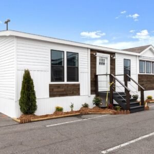 side angle exterior view of manufactured home what is a double wide house